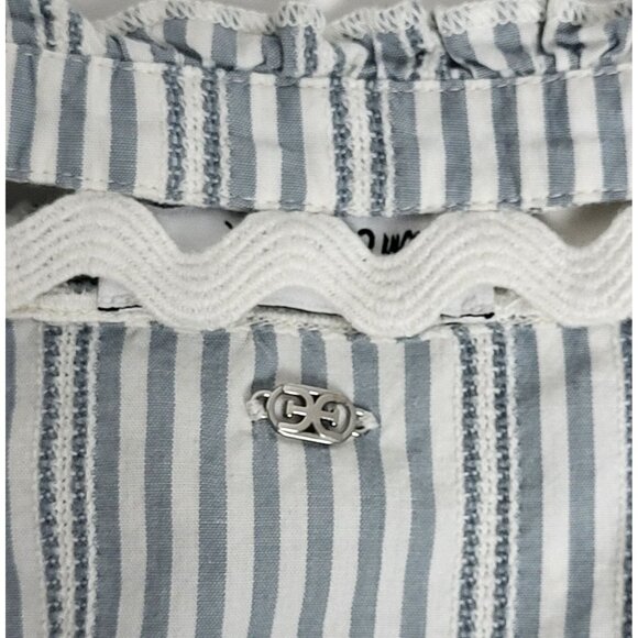 Sam Edelman Vida Stripe Ruffle Scallop Womens Top Medium - Picture 8 of 12